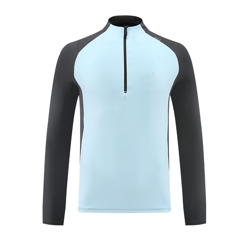 Polocom Plus Sprint Color-Block Quarter-Zip Top in Light Blue, garment front view