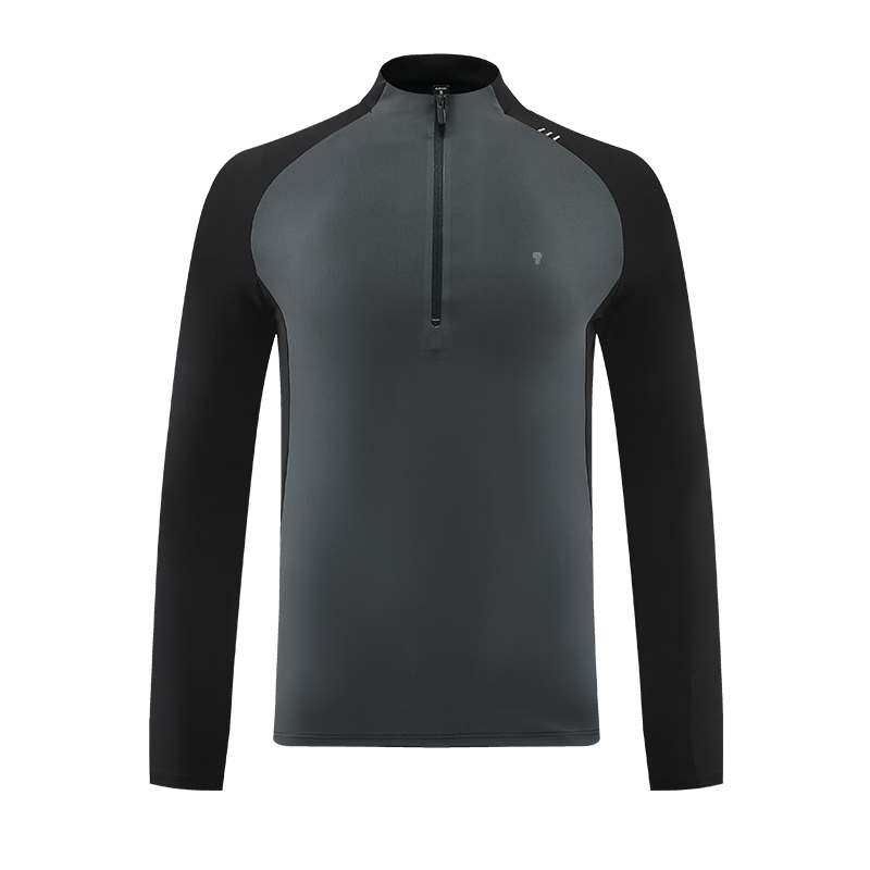 Polocom Plus Sprint Color-Block Quarter-Zip Top in Dark grey, garment front view