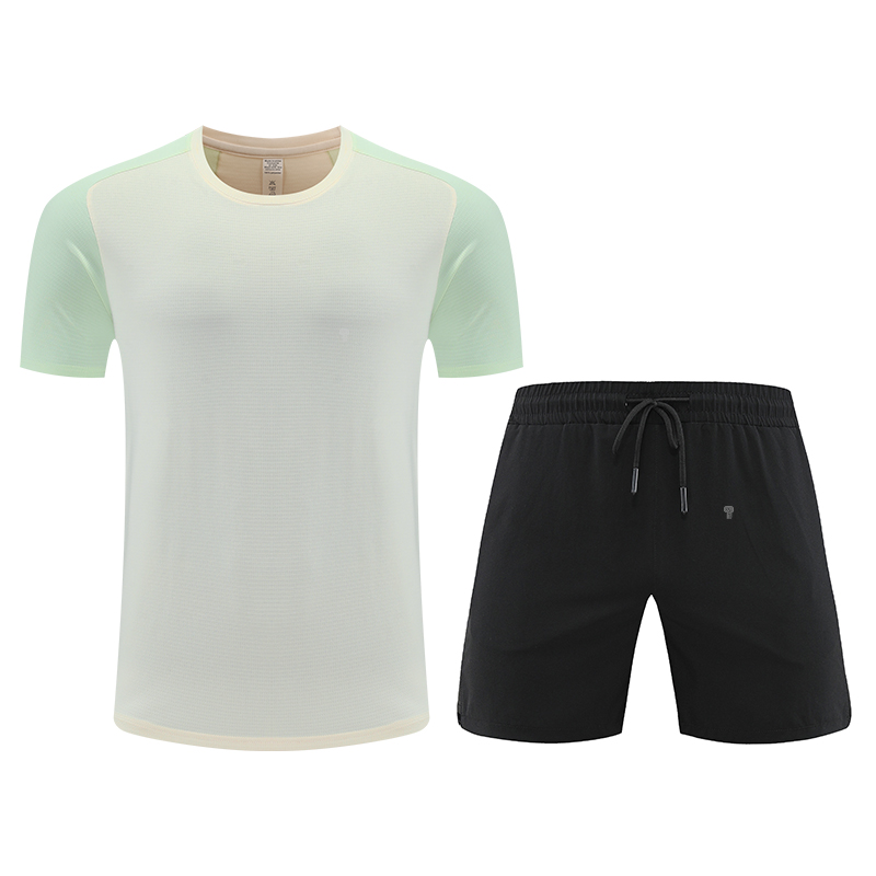 Polocom Plus Sprint Raglan Tee & Shorts Set in Khak+Black, front product view