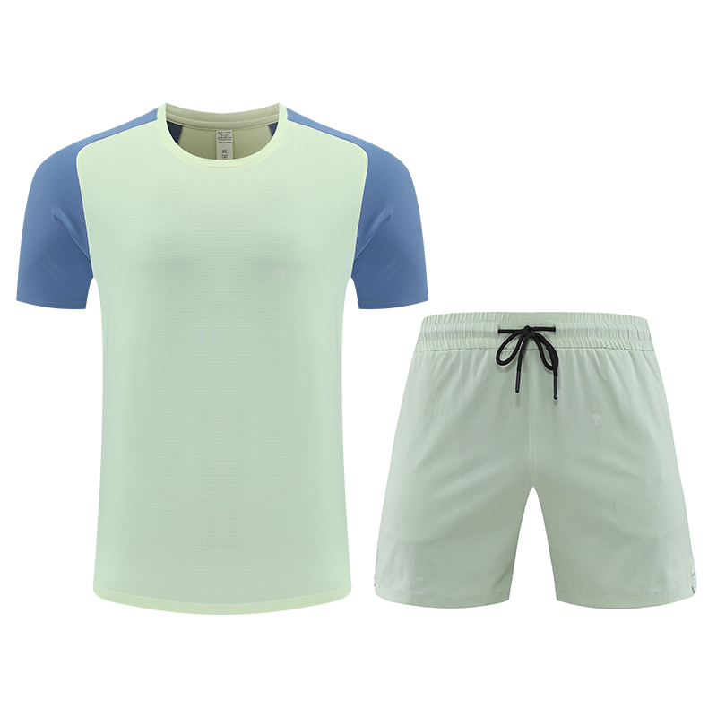 Polocom Plus Sprint Raglan Tee & Shorts Set in Light Green, front product view