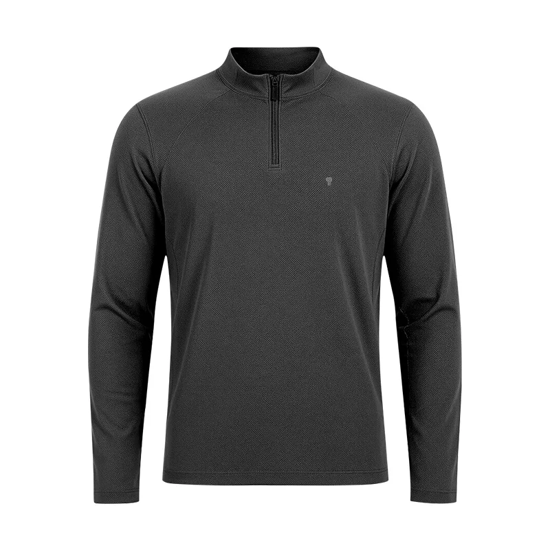 Polocom Plus Strata Stretch Quarter-Zip Top in Black, front product view