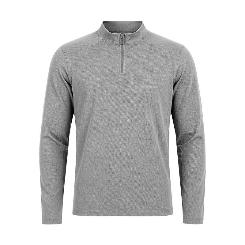 Polocom Plus Strata Stretch Quarter-Zip Top in light gray, front product view