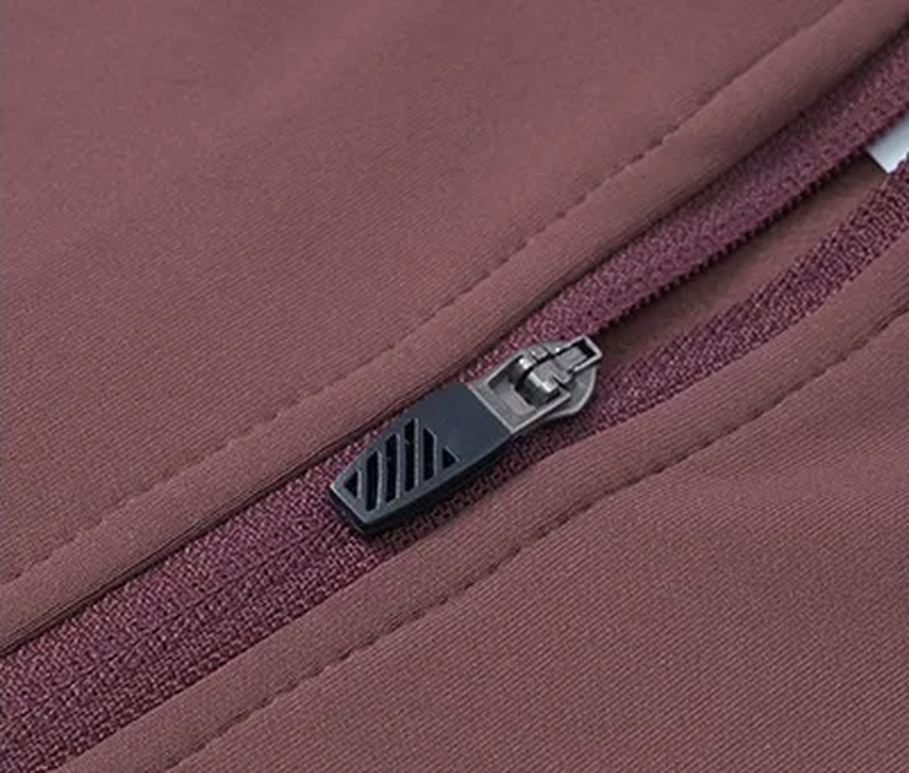Polocom Plus Strata Stretch Quarter-Zip Top in Brown, quarter-zip detail