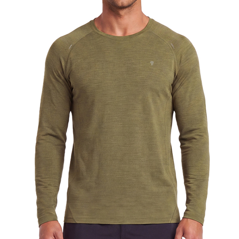 Polocom Plus Stride Heather Long Sleeve Tee in Yellow, front model view