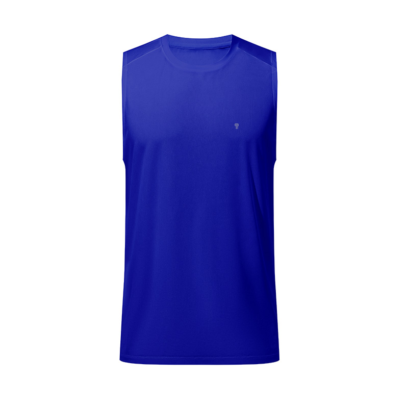 Polocom Plus Stride Sleeveless Training Tank in Blue, garment front view