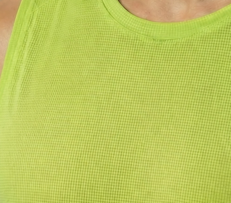 Stride Sleeveless Training Tank in Green, textured knit detail