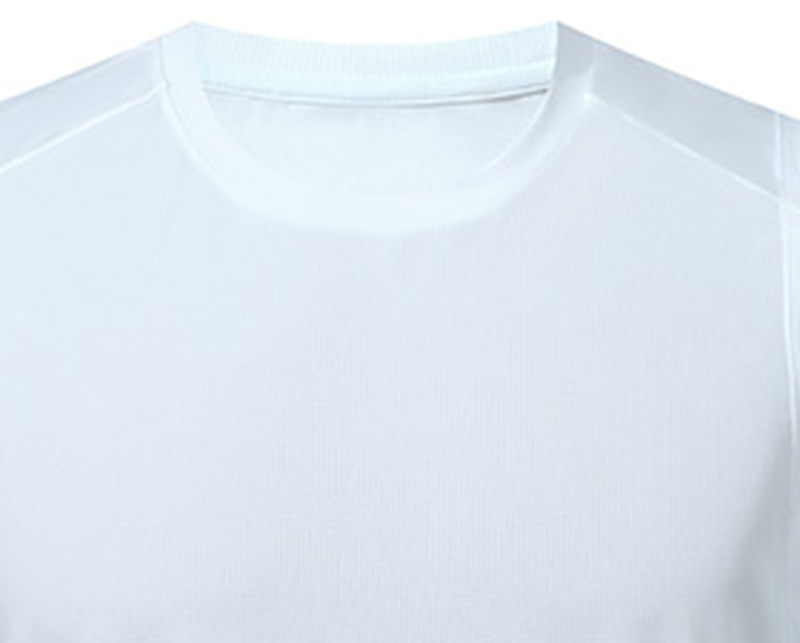 Stride Sleeveless Training Tank in White, crew neckline detail