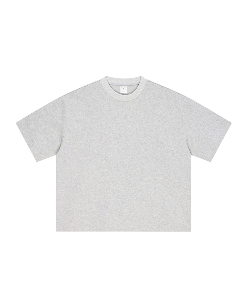 Polocom Plus Structure Heavyweight Cotton Tee in Wheat gray, garment front view
