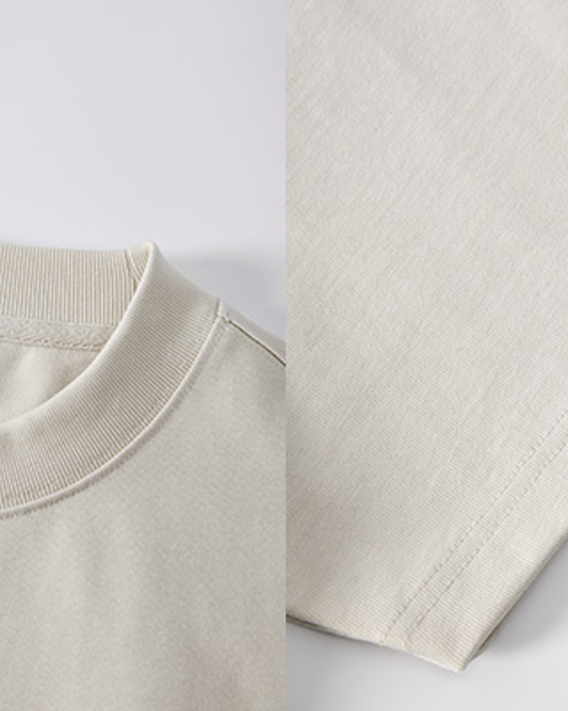 Structure Heavyweight Cotton Tee neckline and sleeve details
