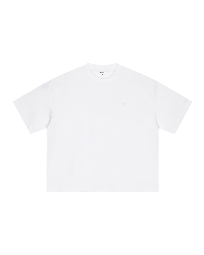 Polocom Plus Structure Heavyweight Cotton Tee in White, garment front view