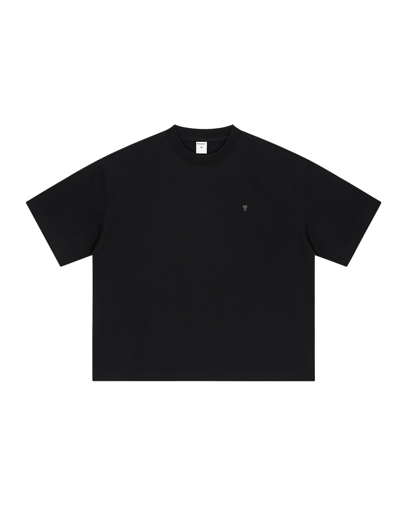 Polocom Plus Structure Heavyweight Cotton Tee in Black, garment front view