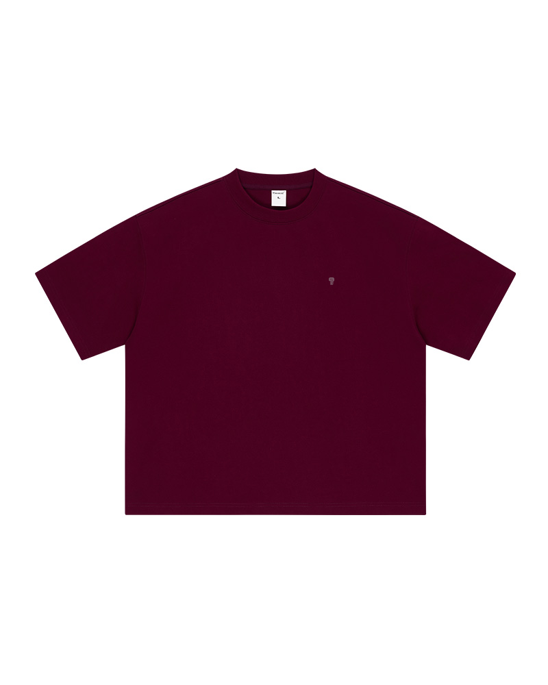 Polocom Plus Structure Heavyweight Cotton Tee in Dark red, garment front view