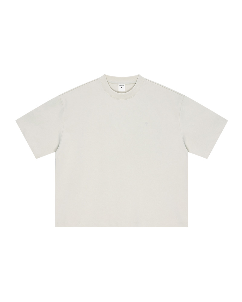 Polocom Plus Structure Heavyweight Cotton Tee in Cream, garment front view