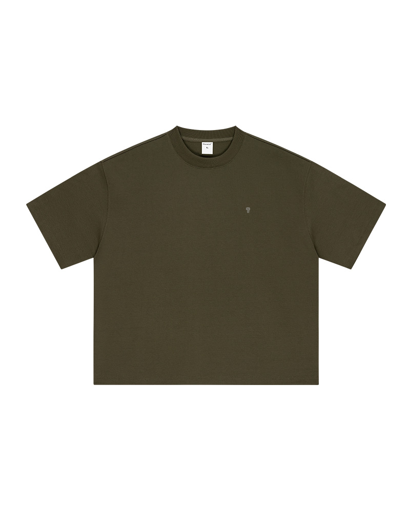 Polocom Plus Structure Heavyweight Cotton Tee in Coffee, garment front view