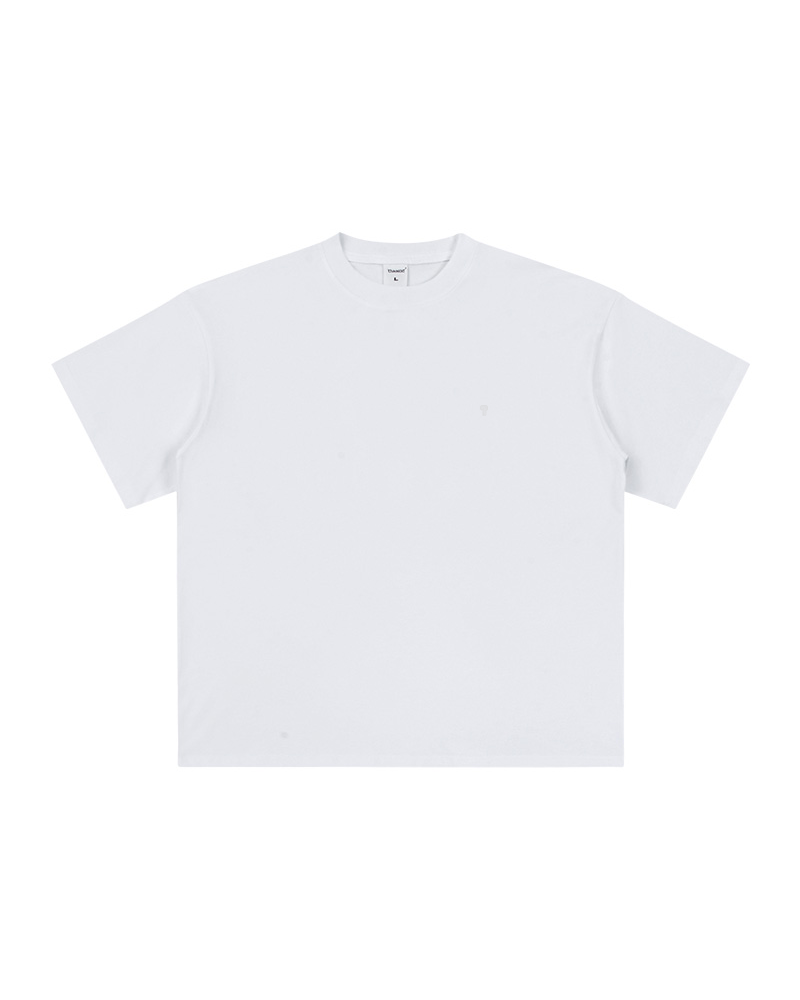 Polocom Plus Studio Cotton Tee in White, garment front view