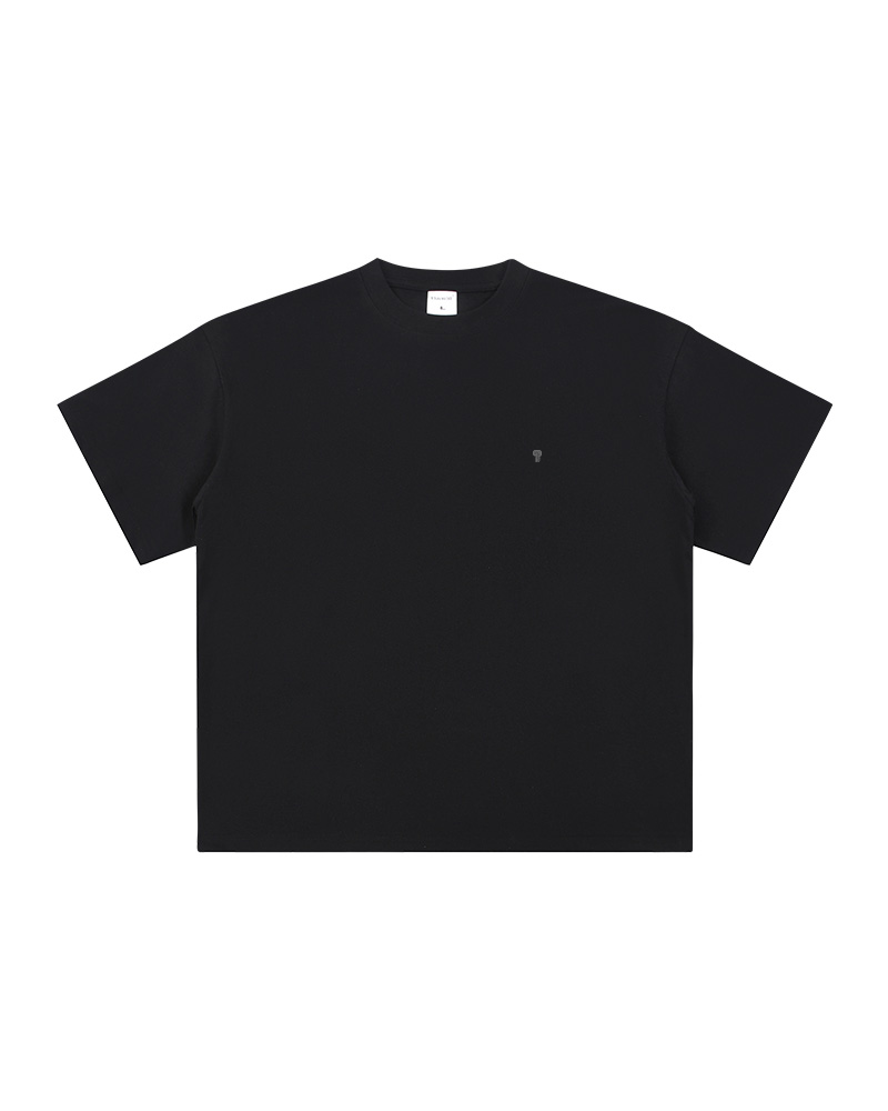 Polocom Plus Studio Cotton Tee in Black, garment front view