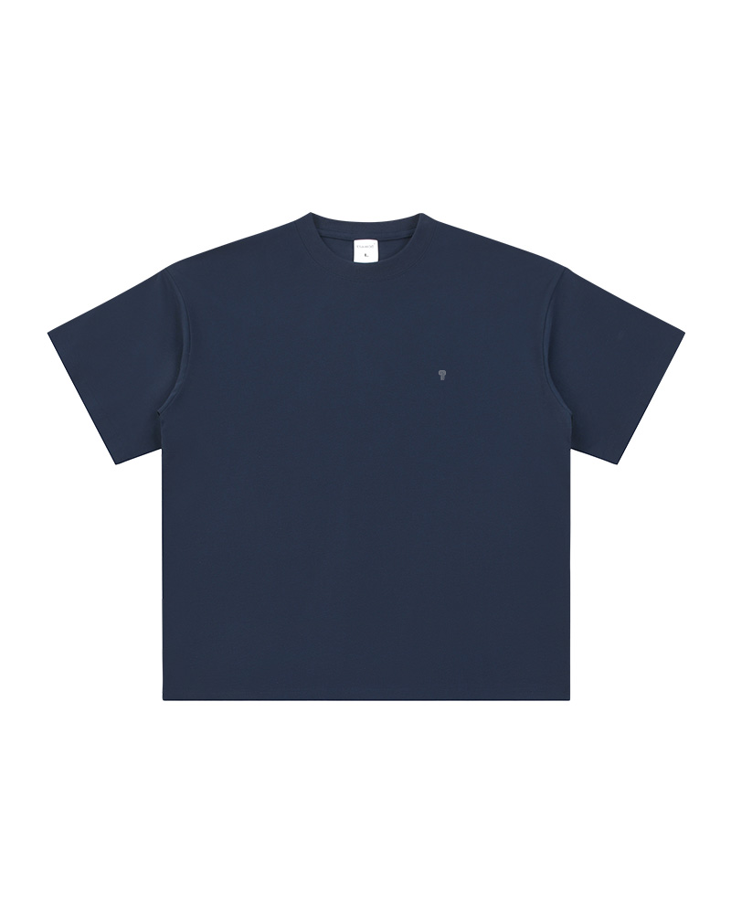 Polocom Plus Studio Cotton Tee in Navy, garment front view