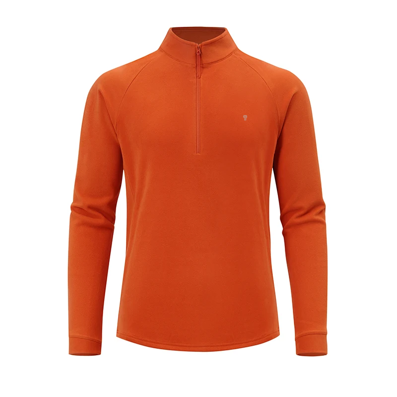 Polocom Plus Summit Fleece Quarter Zip Top in Orange, garment front view
