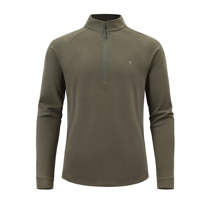 Polocom Plus Summit Fleece Quarter Zip Top in Army Green, garment front view