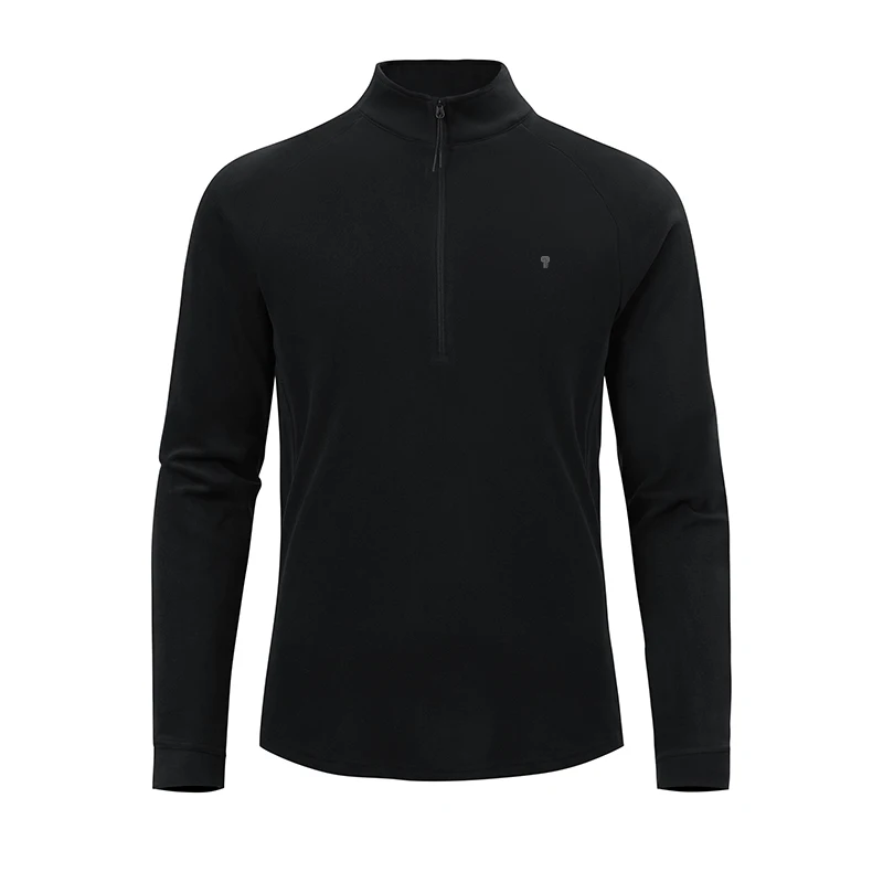Polocom Plus Summit Fleece Quarter Zip Top in Black, garment front view