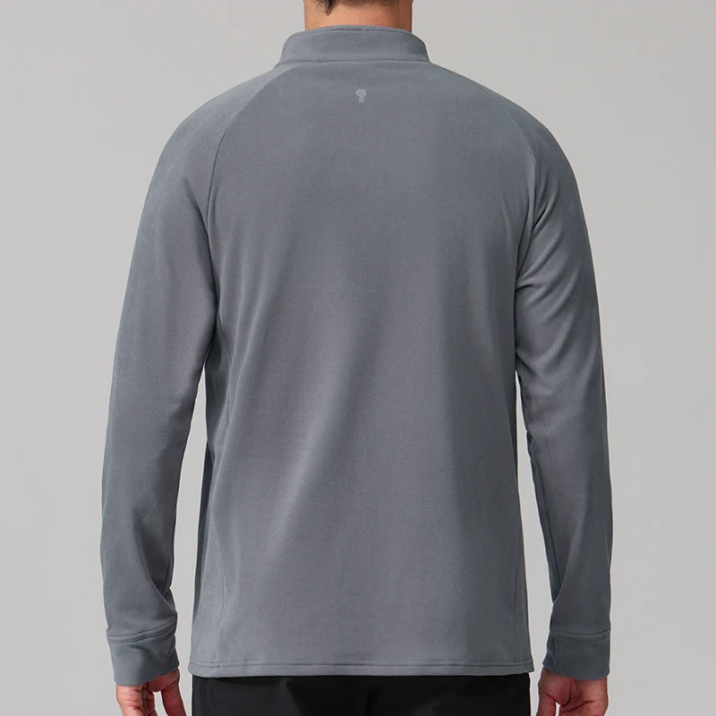 Summit Fleece Quarter Zip Top in Dark Gray, model back view