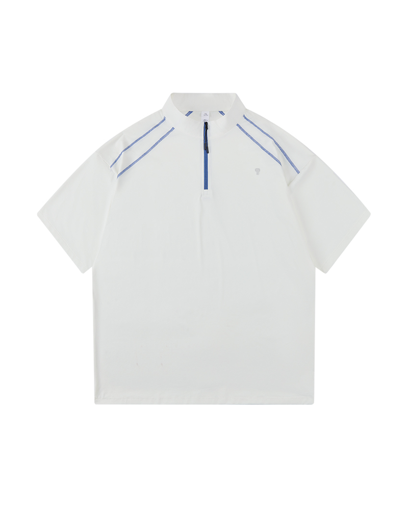 Double Trace 170 Quarter-Zip Tee in Ivory White — front view