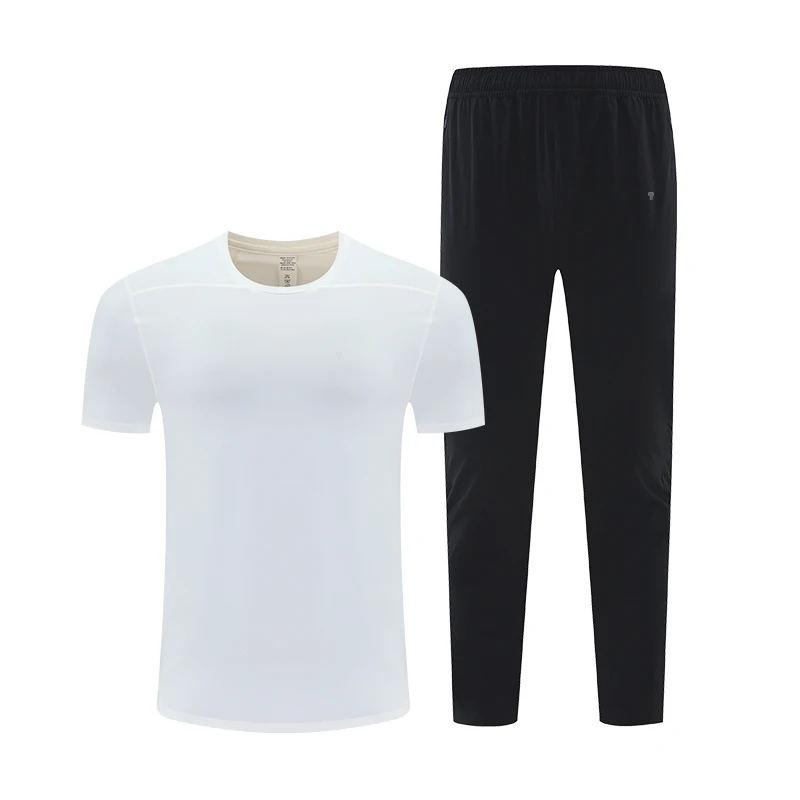Polocom Plus Tempo Tee & Training Pants Set in White, short-sleeve T-shirt and matching supplier trouser combination