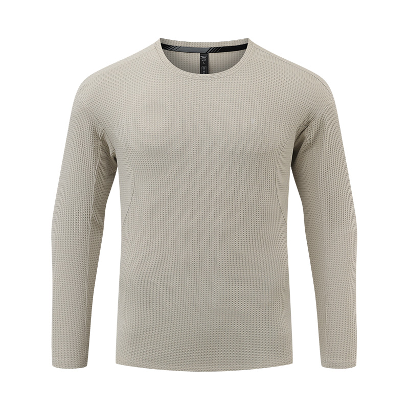 Texture Waffle Long Sleeve Tee in Sand, garment front view