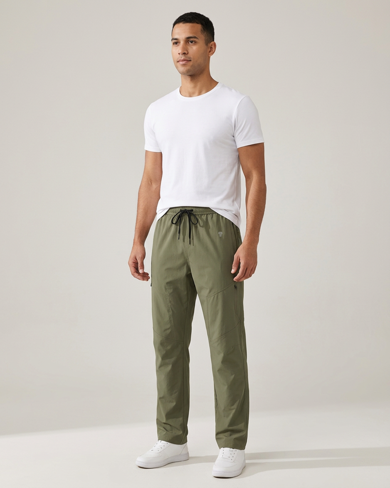 Polocom Plus Traverse Stretch Utility Pants in Army Green, full model view