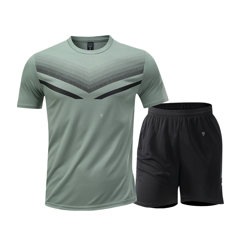 Polocom Plus Vector Chevron Tee & Shorts Set in Grass Green, front product view