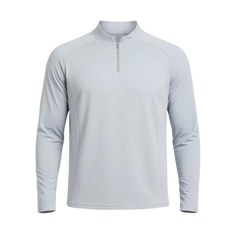 Polocom Plus Warmup Fleece Quarter-Zip Top in Gray, front garment view