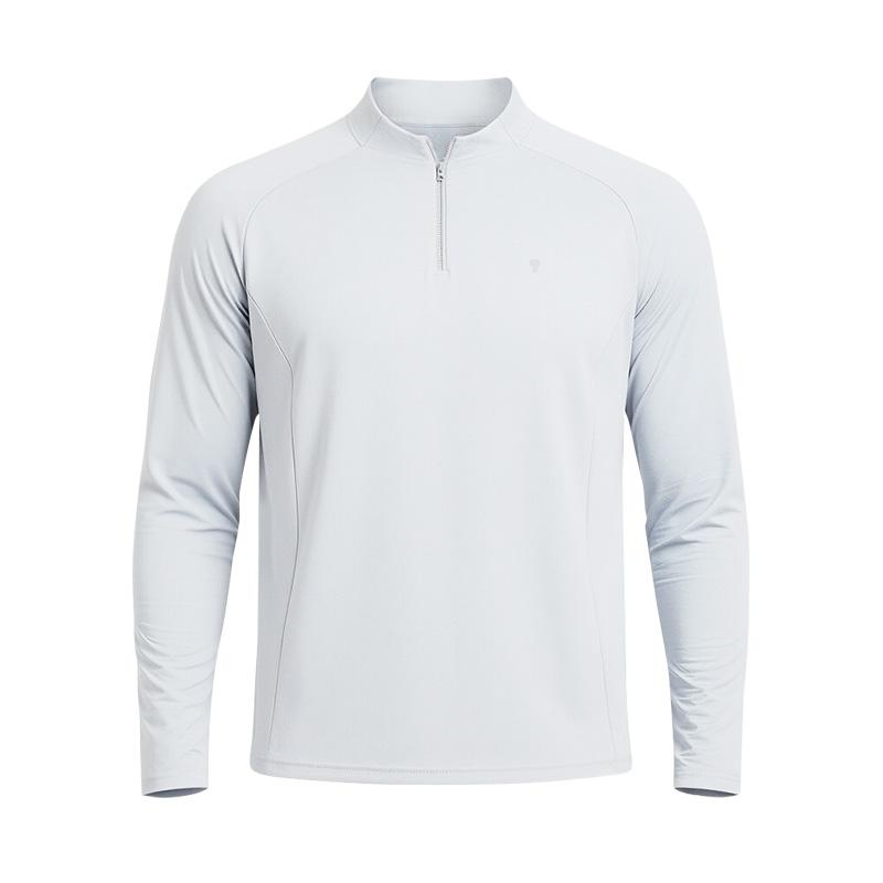 Polocom Plus Warmup Fleece Quarter-Zip Top in Light beige, front garment view